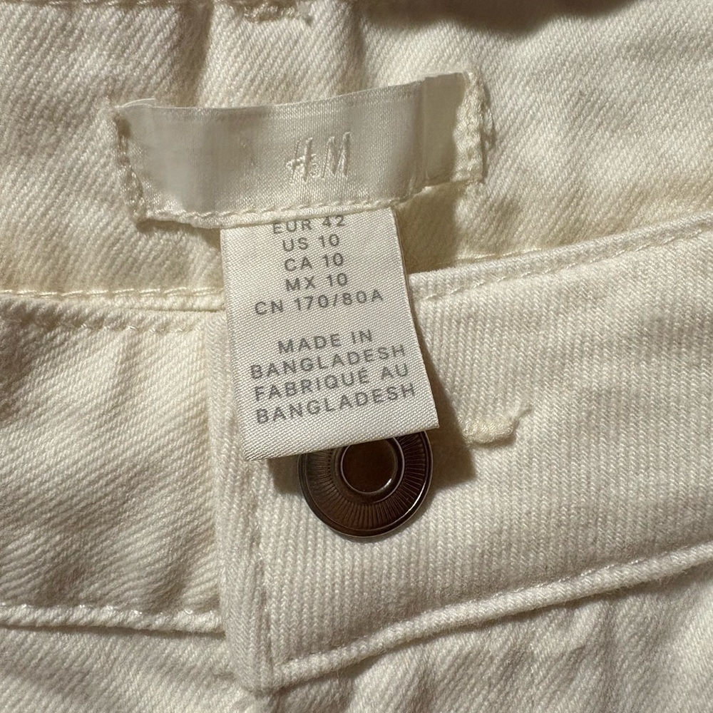 H&M HIGH RISE SLIM STRAIGHT ANKLE JEANS OFF WHITE size 10 NWOT - Picture 3 of 14